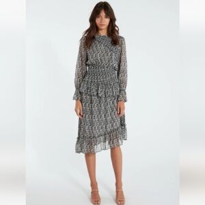Misa Los Angeles Black and White Patterned Dress